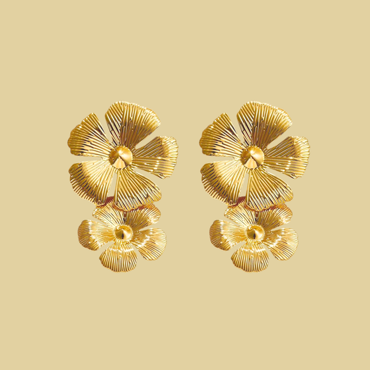ARETES FLOR DOBLE GRANDE