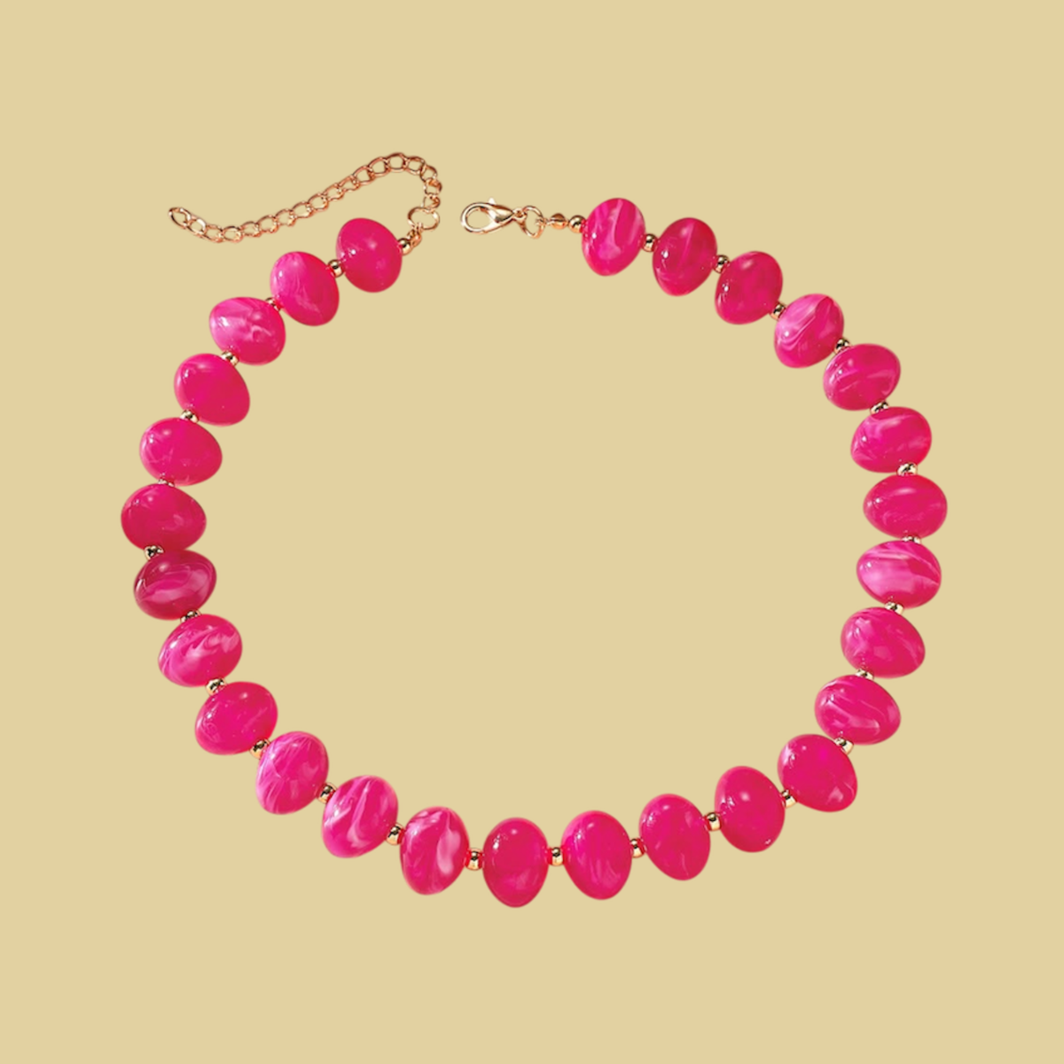 COLLAR CUENTAS ROSA FUERTE