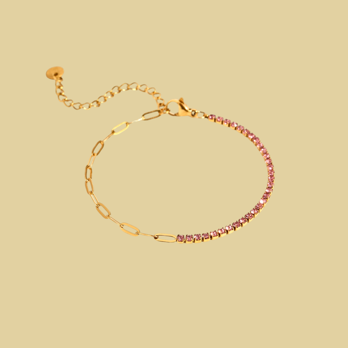 PULSERA MITAD ZIRCONIAS Y ESLABONES
