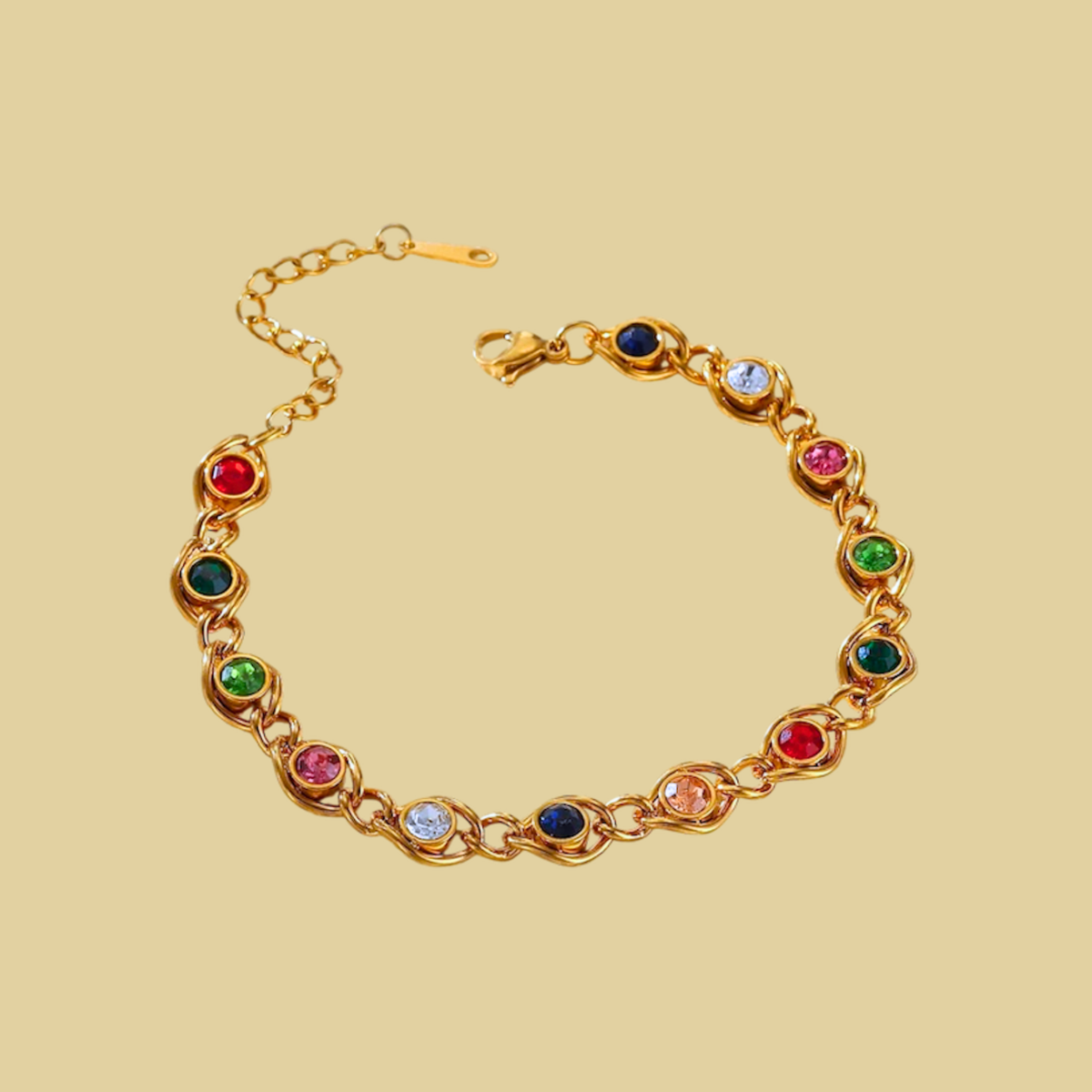 PULSERA COLORES ZIRCONIAS REDONDAS