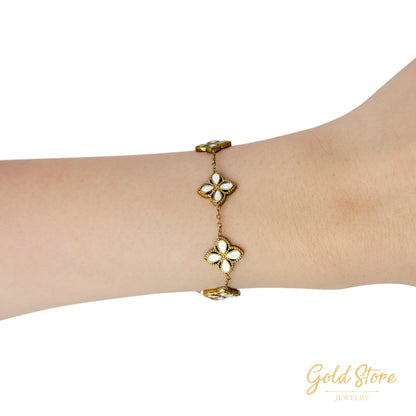 PULSERA 4 PÉTALOS BLANCOS