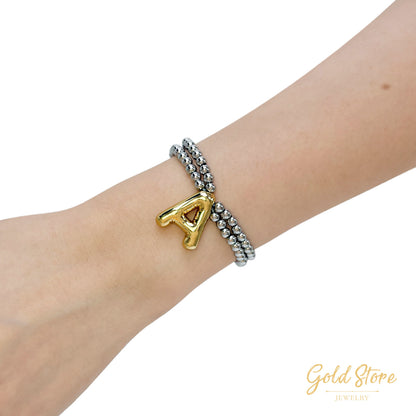PULSERA INICIAL CHUNKY BICOLOR